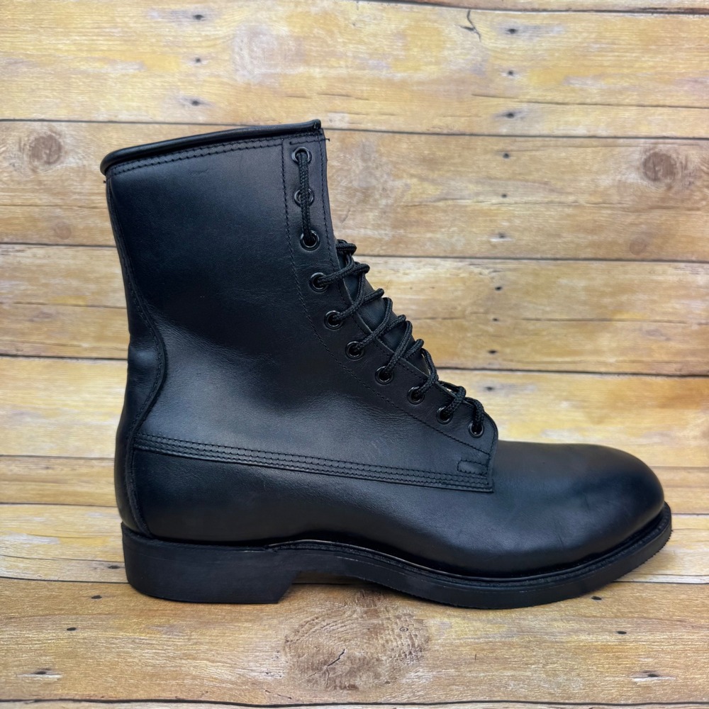 Vintage 1987 US Military Cove Shoe Co Steel Toe Combat Boots Black Leather 10.5